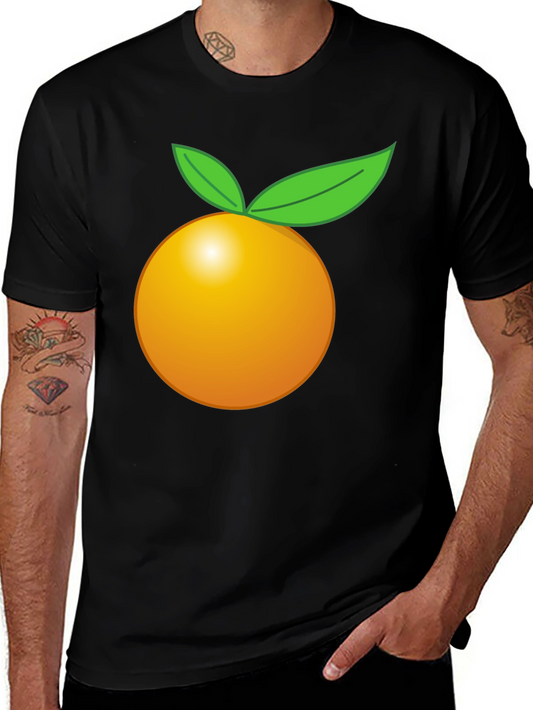 Camiseta Negra con Diseño de Naranja Frutal