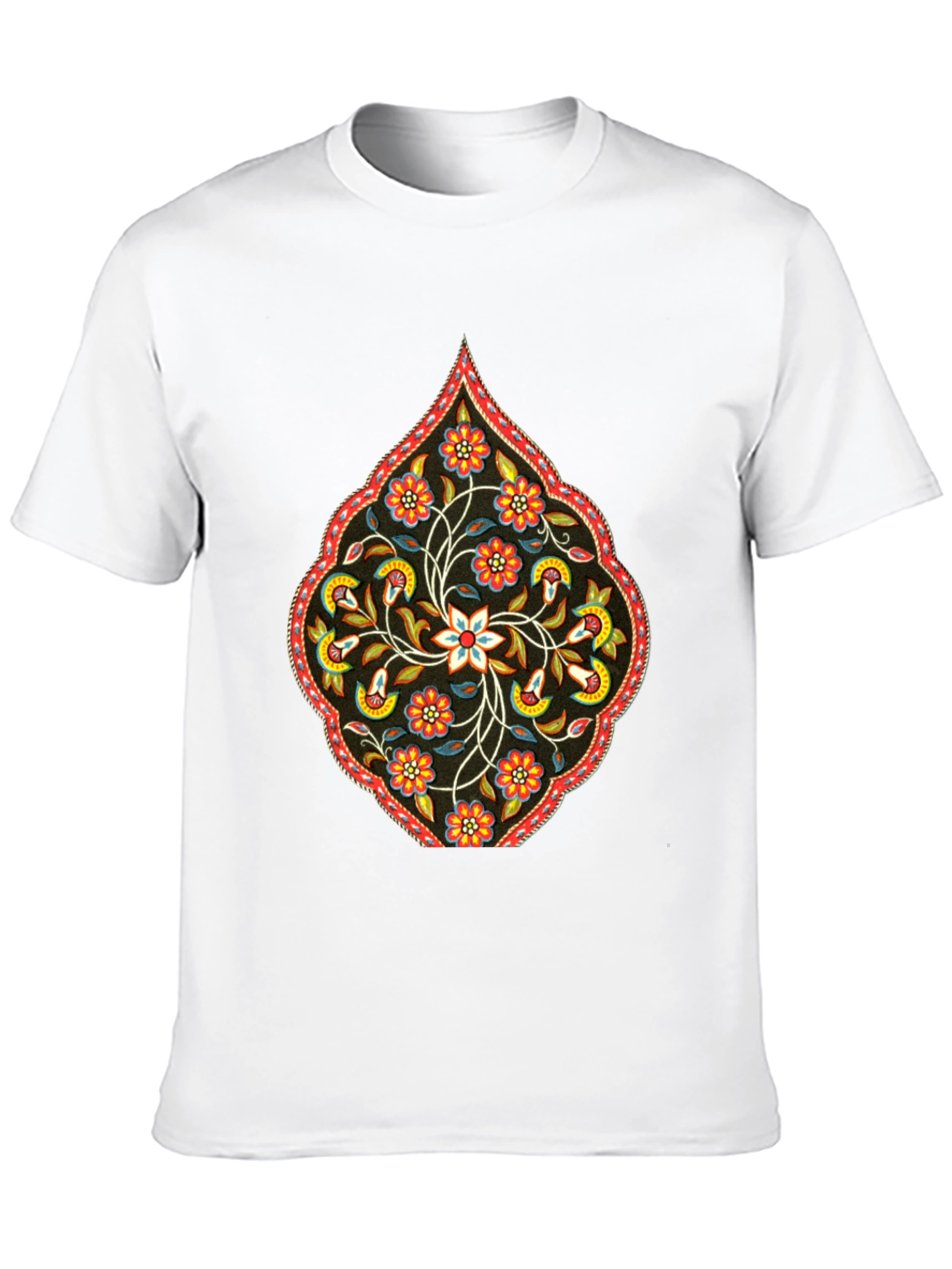 Camiseta Negra con Diseño Floral Persa