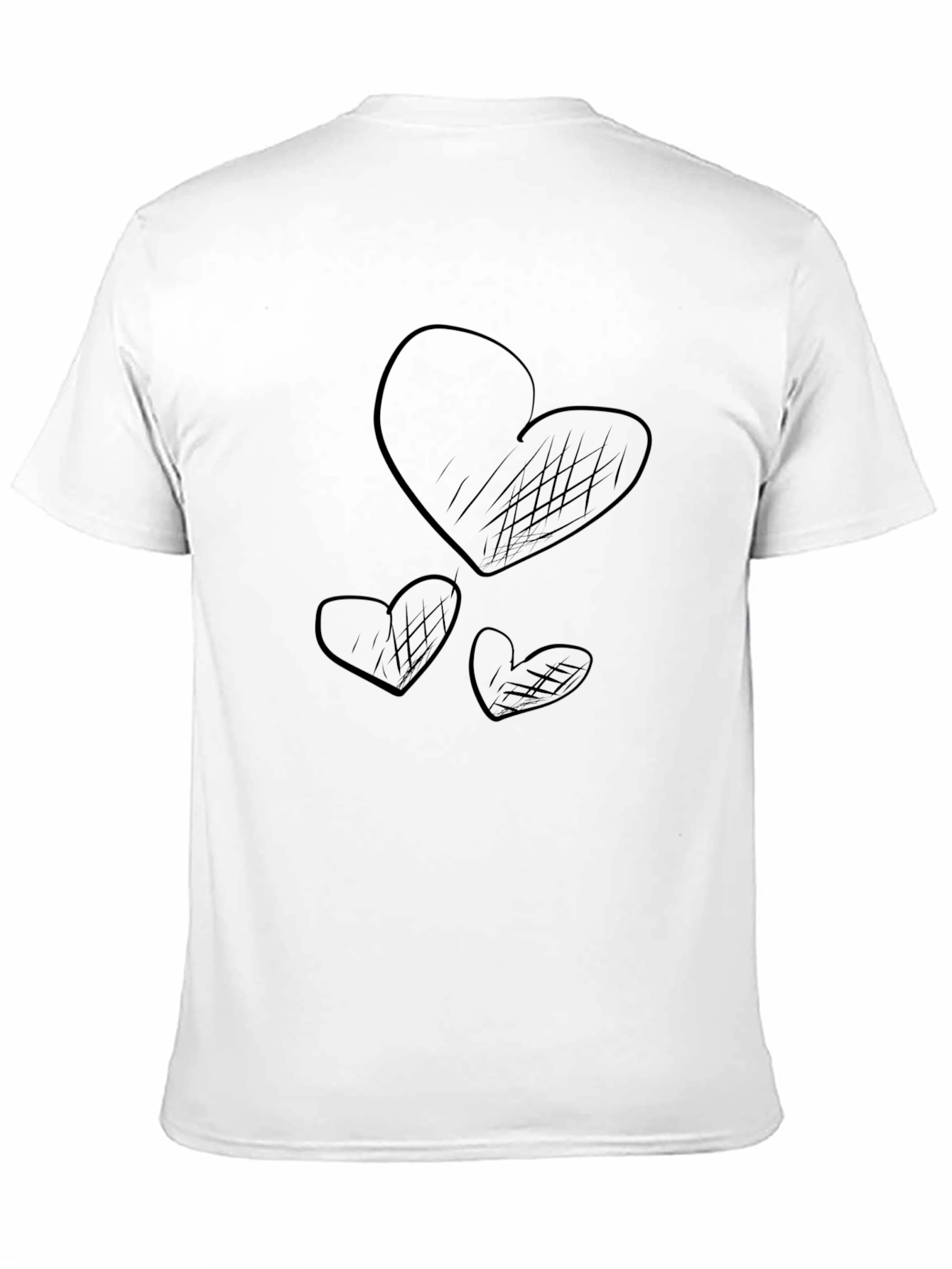 Camiseta Negra Corazones Dibujados Casual Hombre