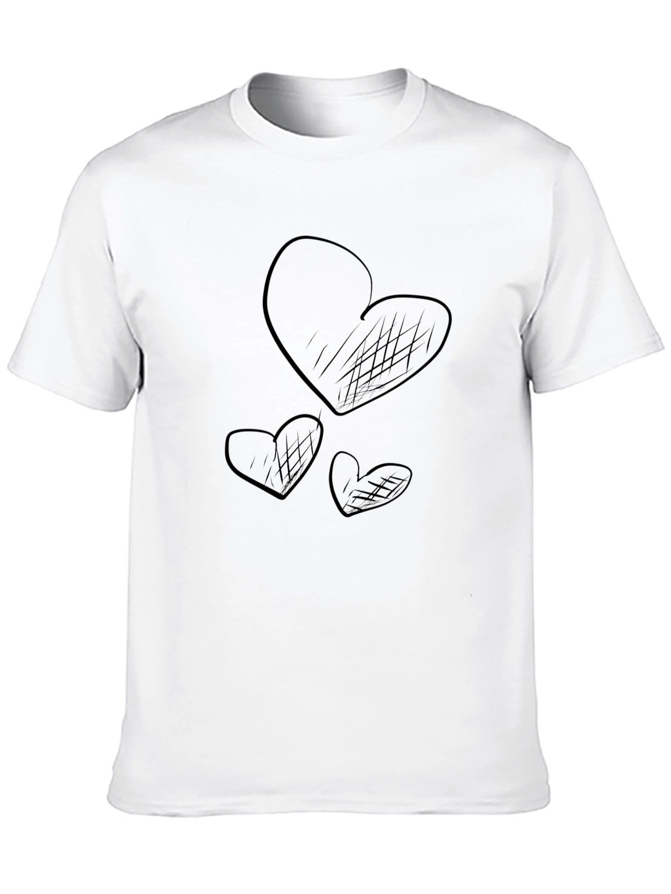 Camiseta Negra Corazones Dibujados Casual Hombre