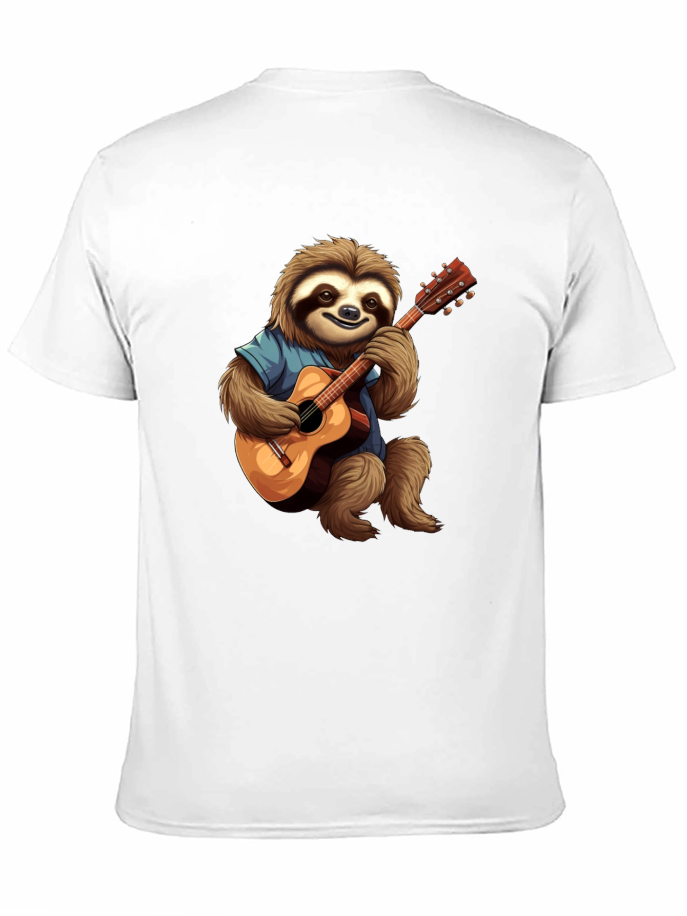 Camiseta Negra con Diseño de Perezoso Guitarrista