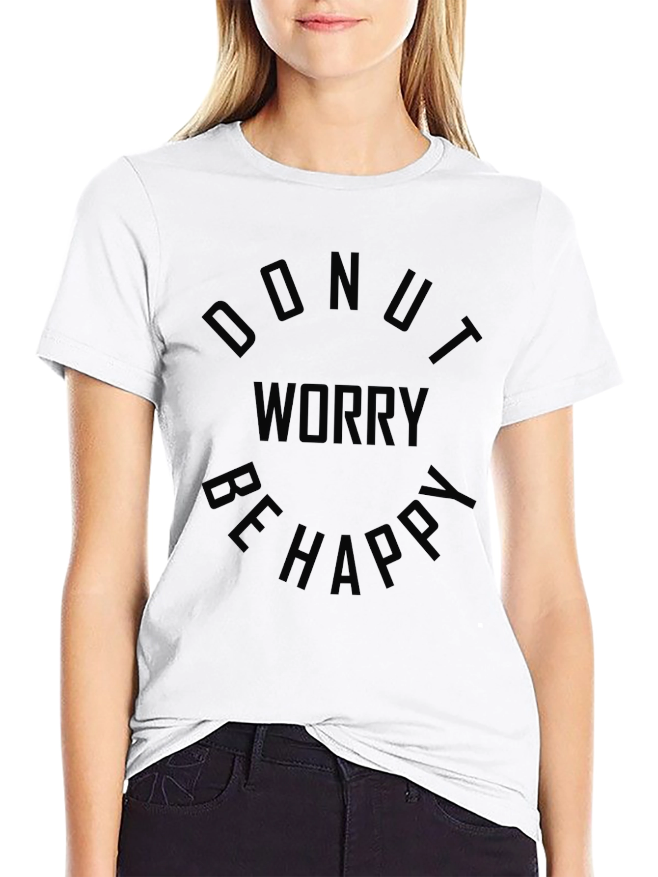 Camiseta Negra Hombre - Donut Worry Be Happy