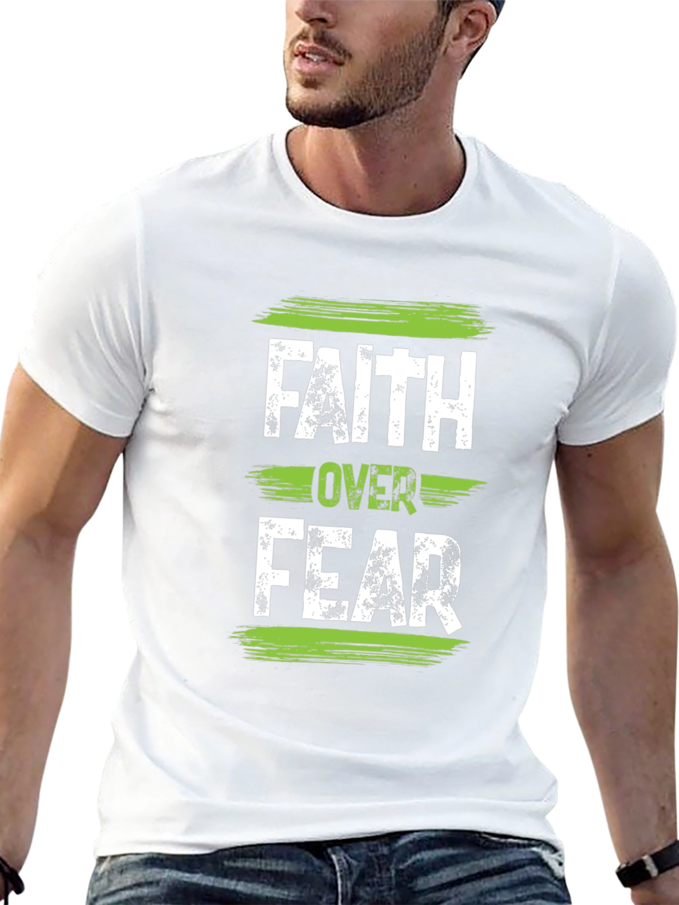 Camiseta Negra: Fe Sobre Miedo - Estilo Casual