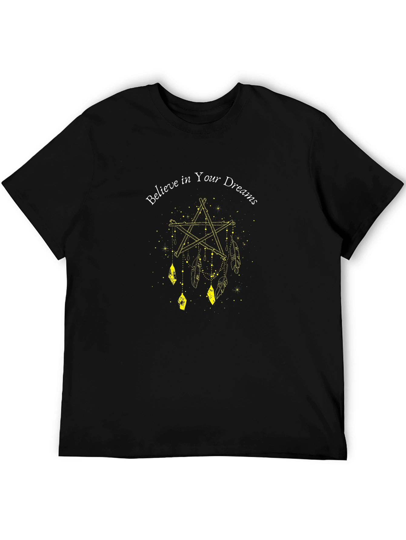 Camiseta Negra Cree en Tus Sueños Estampada