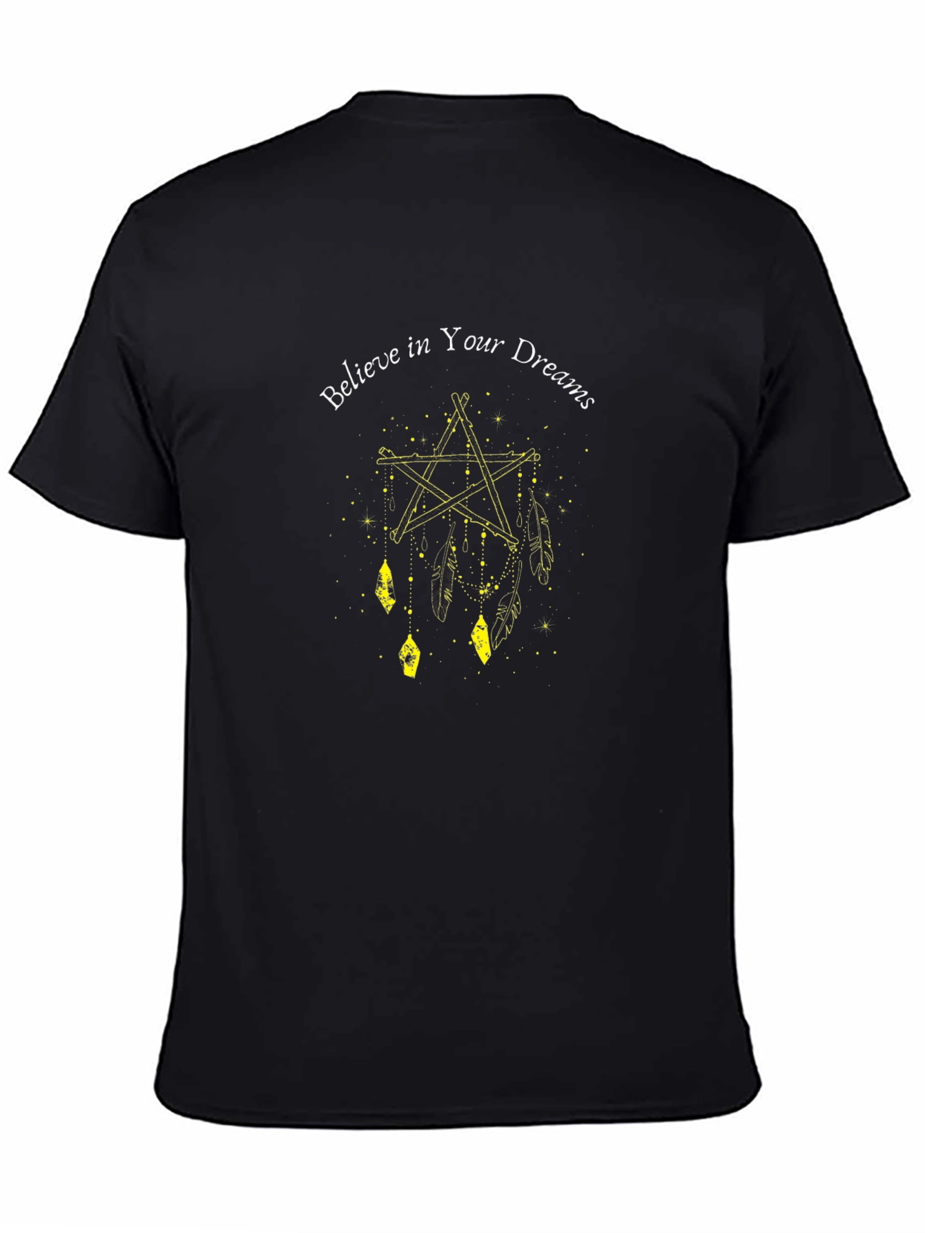 Camiseta Negra Cree en Tus Sueños Estampada