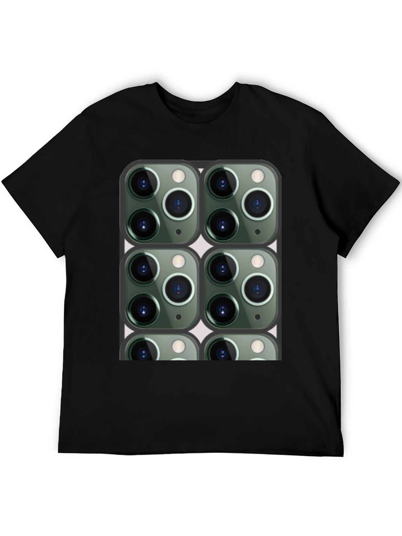 Camiseta Negra con Diseño de Cámaras para Hombre