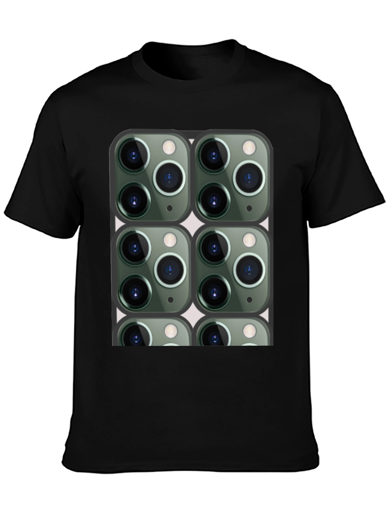 Camiseta Negra con Diseño de Cámaras para Hombre