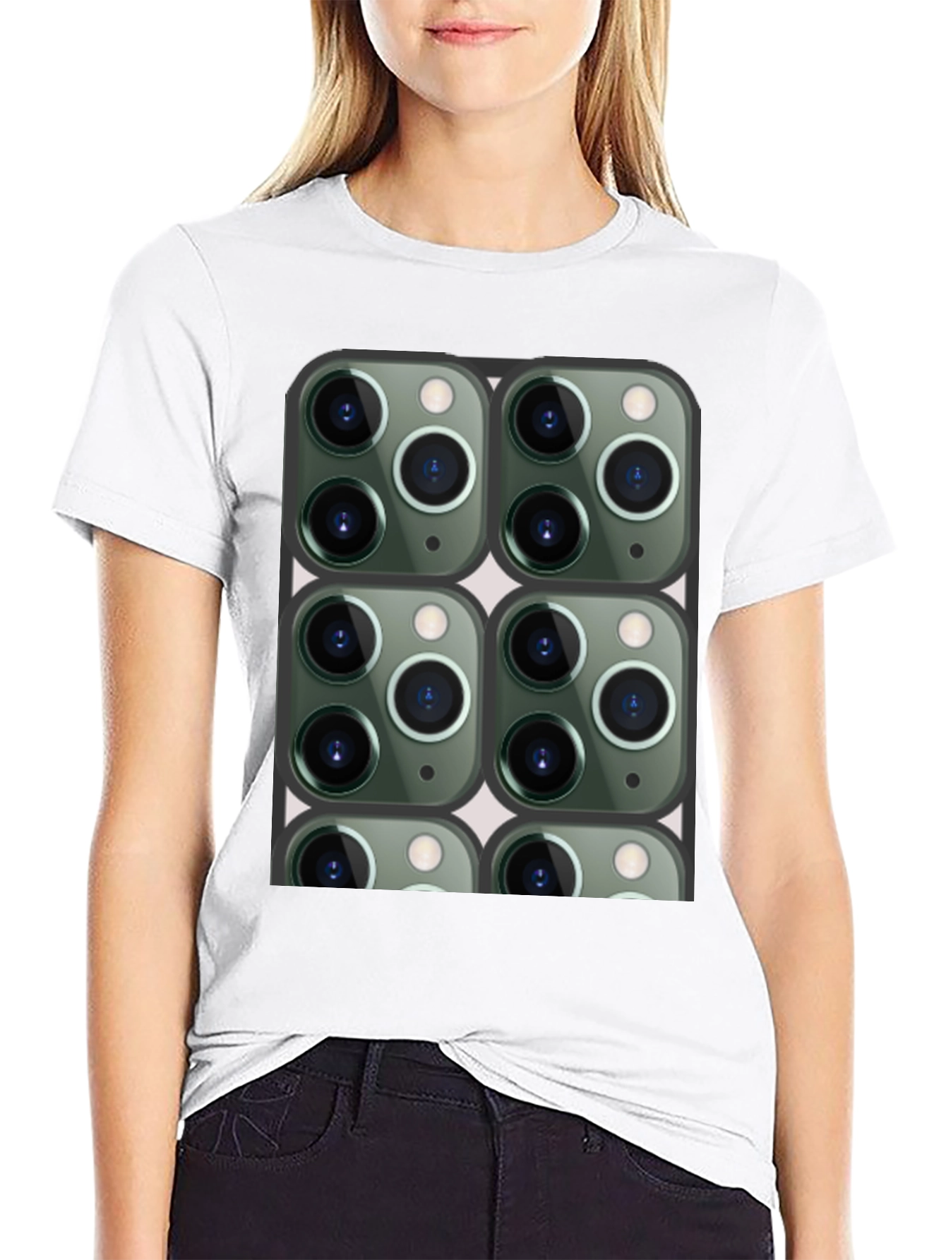 Camiseta Negra con Diseño de Cámaras para Hombre