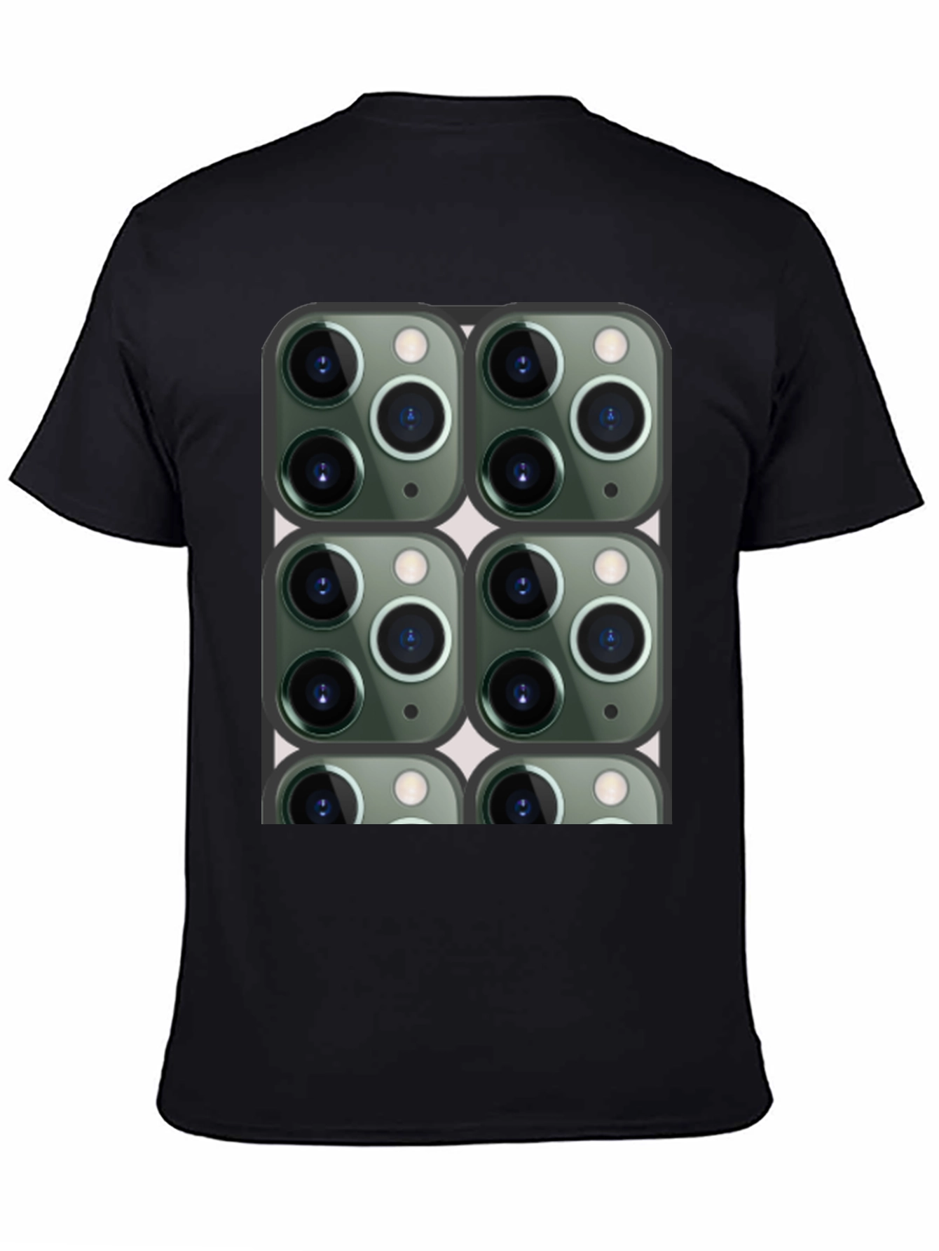 Camiseta Negra con Diseño de Cámaras para Hombre