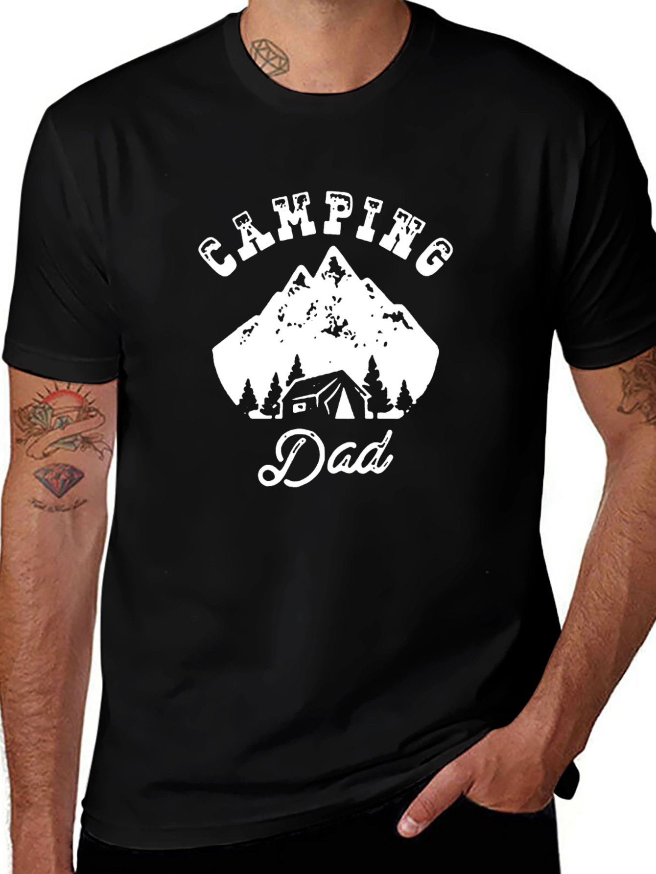 Camiseta Negra Camping Dad para Hombre