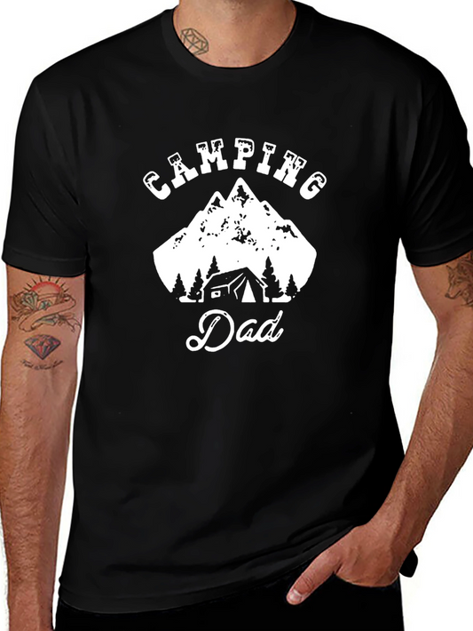 Camiseta Negra Camping Dad para Hombre