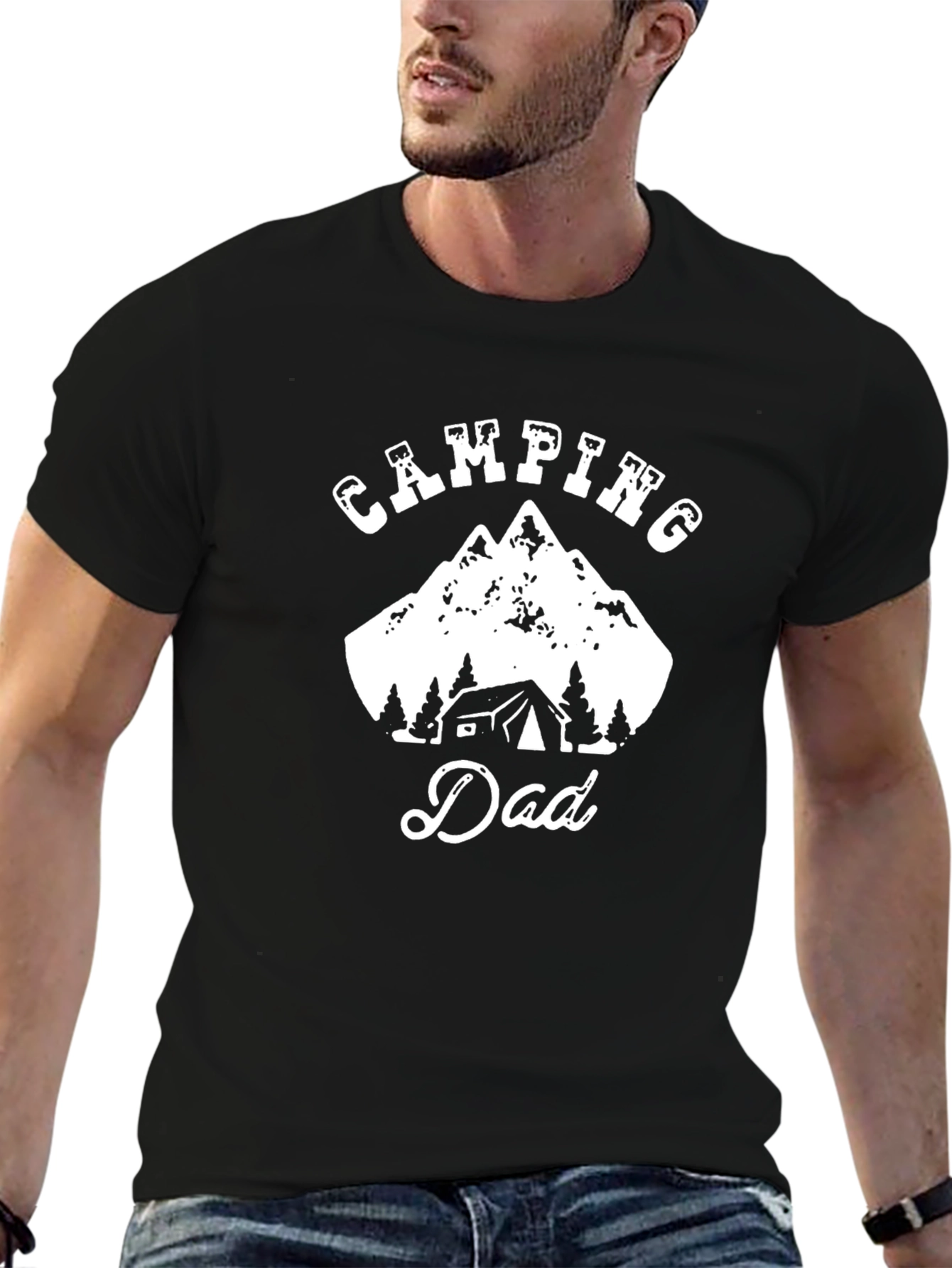 Camiseta Negra Camping Dad para Hombre