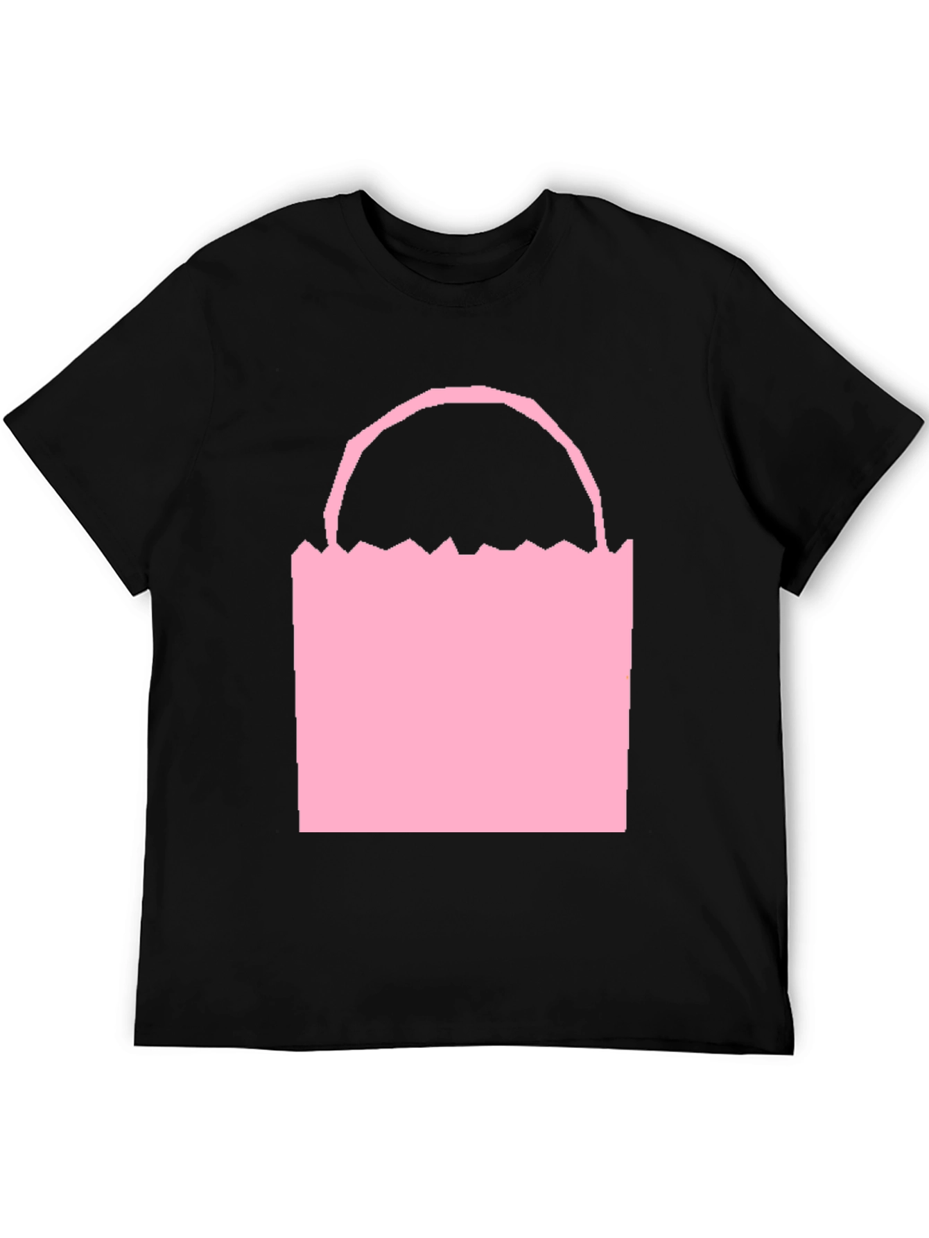 Camiseta Negra con Diseño de Bolsa Rosa