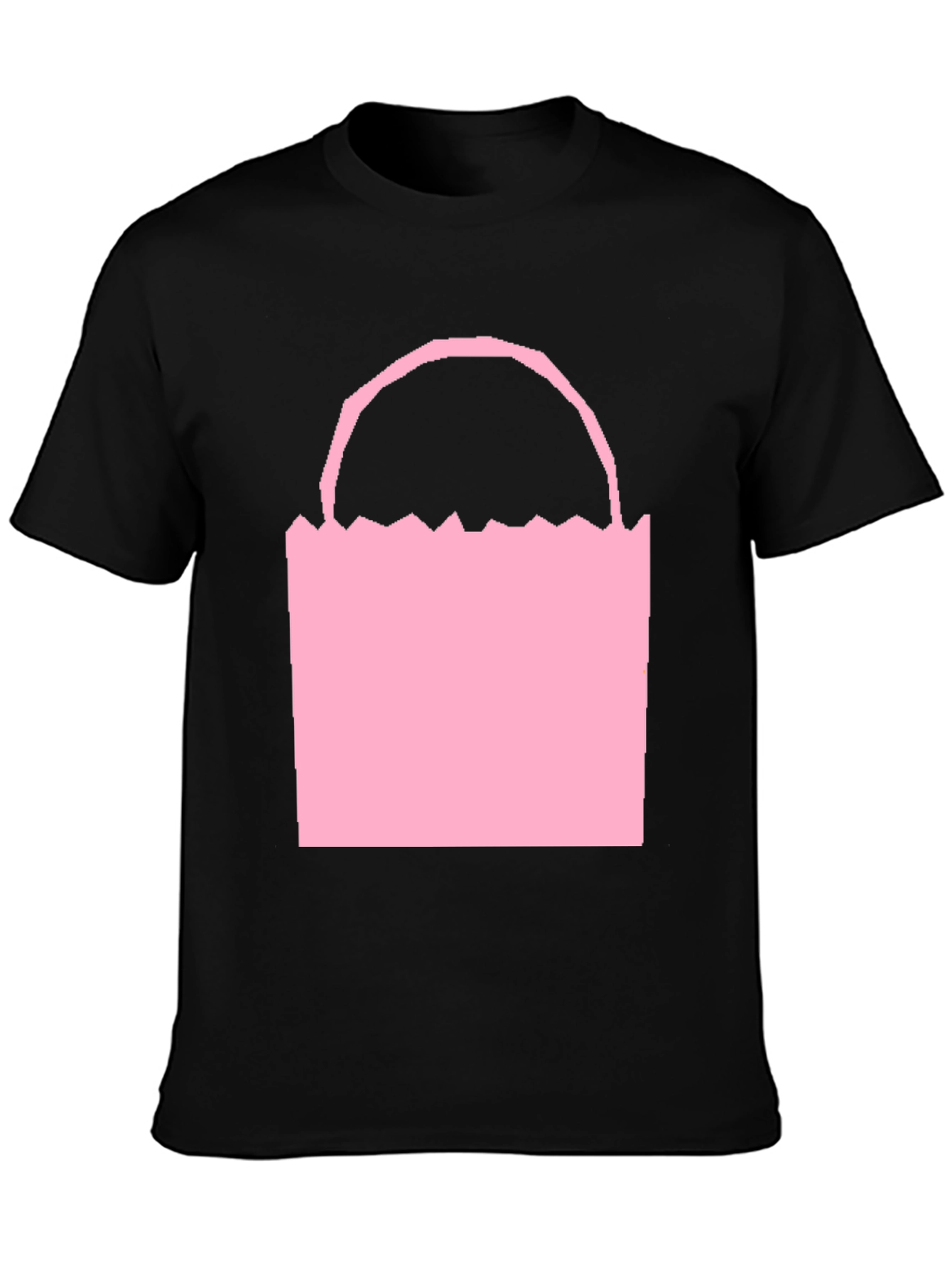 Camiseta Negra con Diseño de Bolsa Rosa