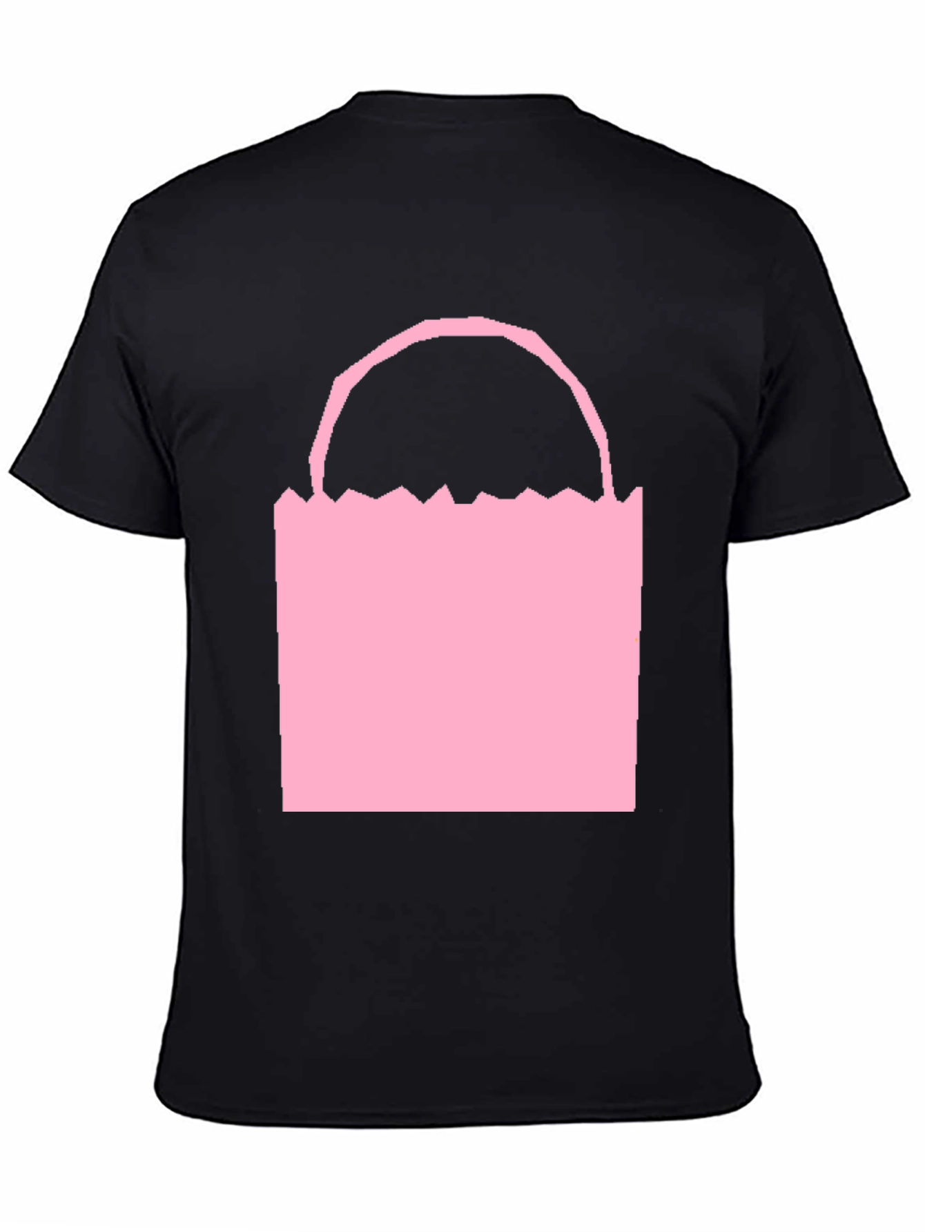 Camiseta Negra con Diseño de Bolsa Rosa