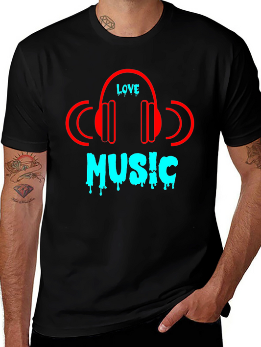 Camiseta Negra Love Music Diseño Moderno