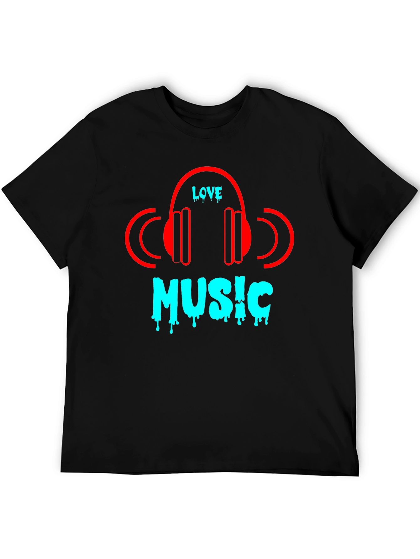 Camiseta Negra Love Music Diseño Moderno
