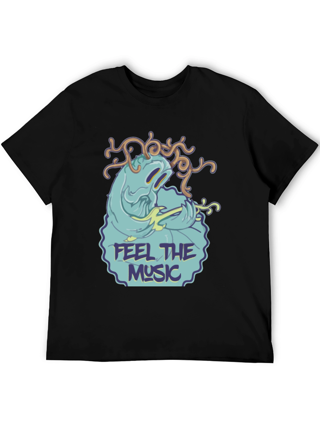 Camiseta Negra Feel the Music con Diseño Único