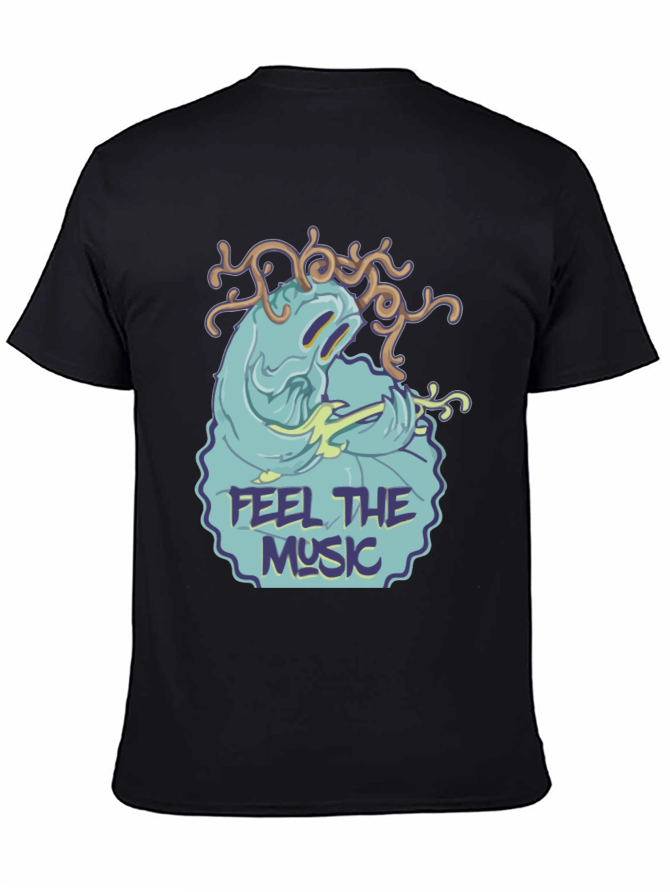 Camiseta Negra Feel the Music con Diseño Único