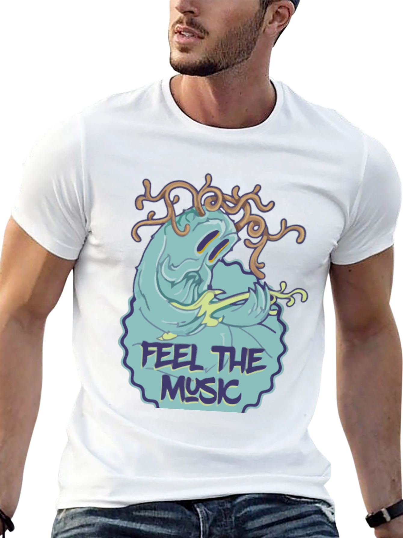 Camiseta Negra Feel the Music con Diseño Único