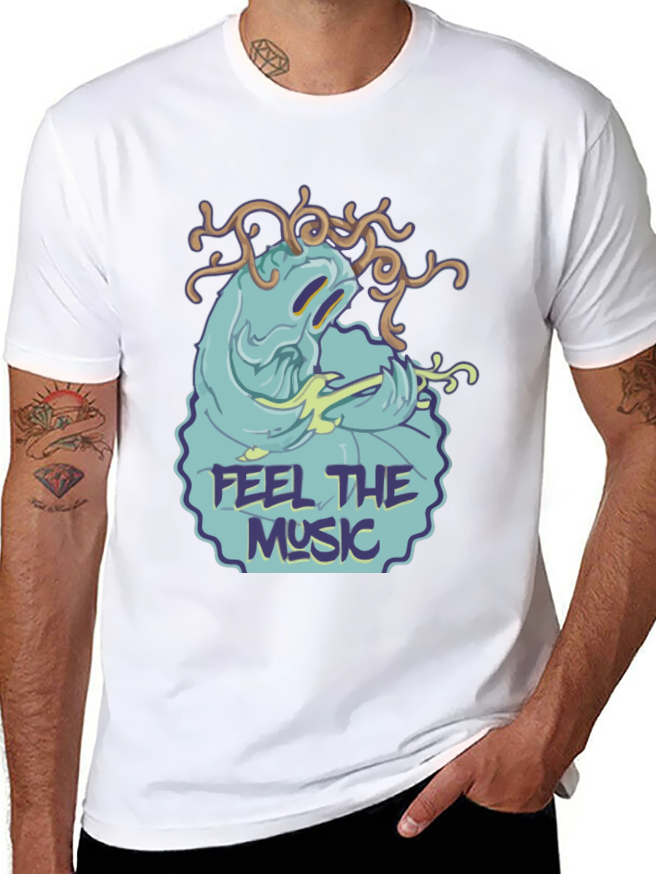 Camiseta Negra Feel the Music con Diseño Único