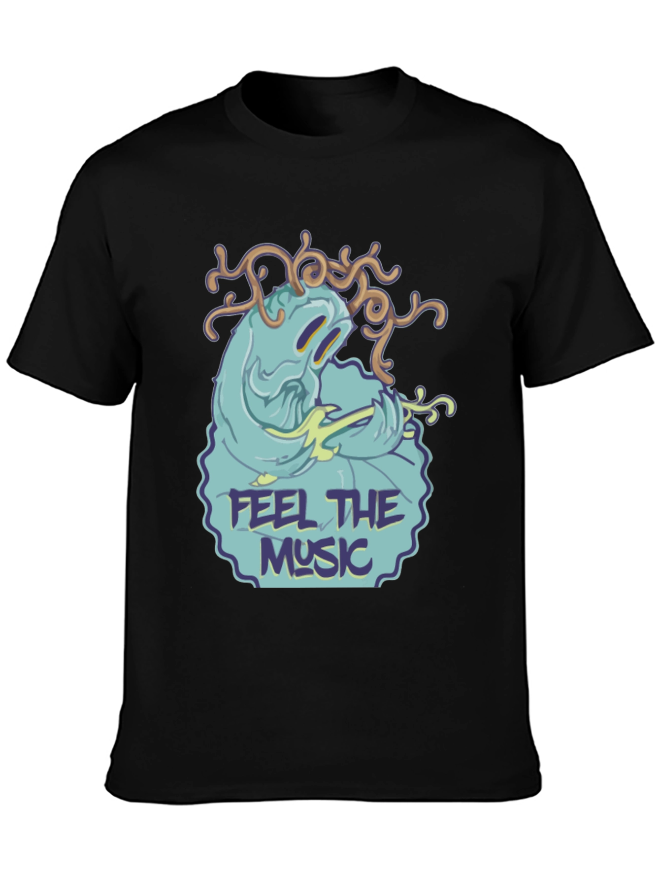 Camiseta Negra Feel the Music con Diseño Único