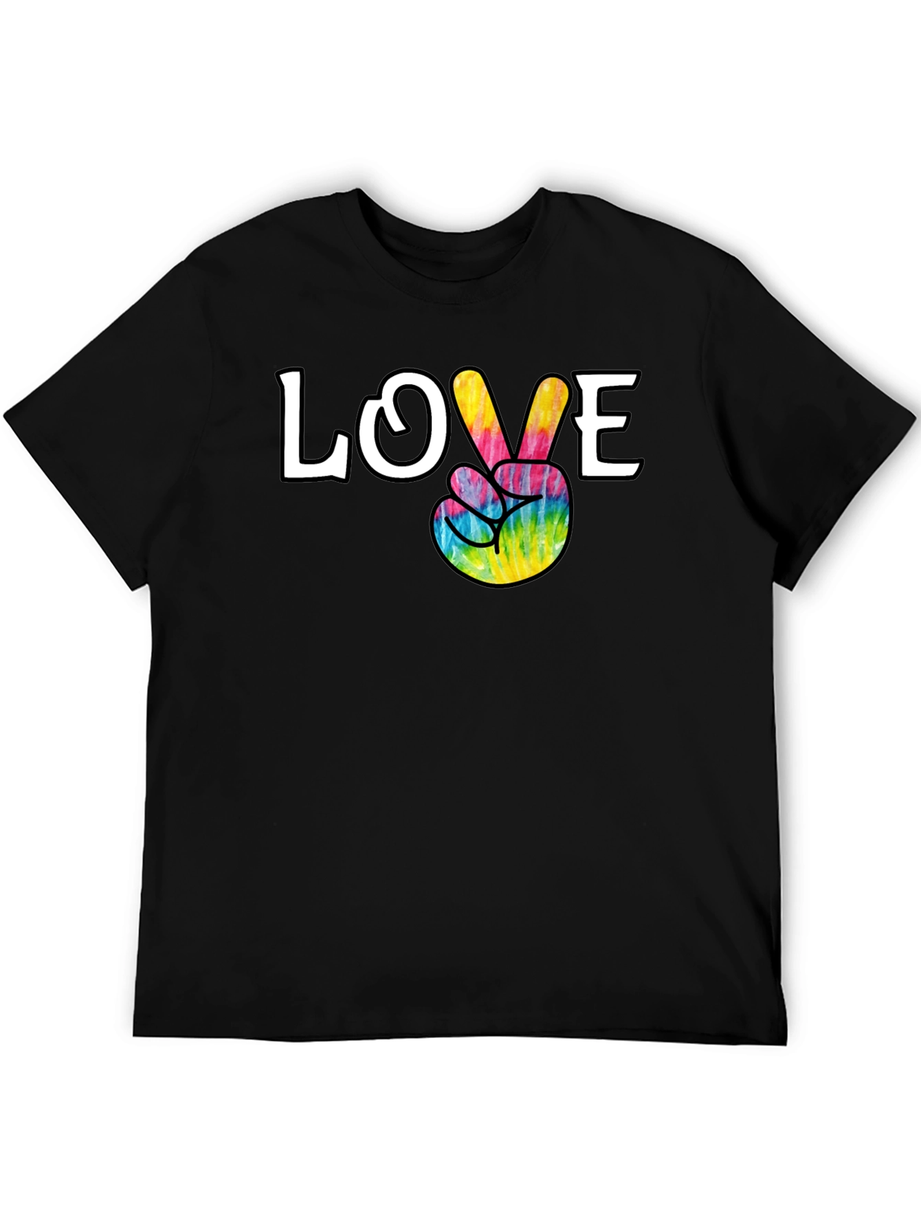 Camiseta Negra Paz y Amor Hippie
