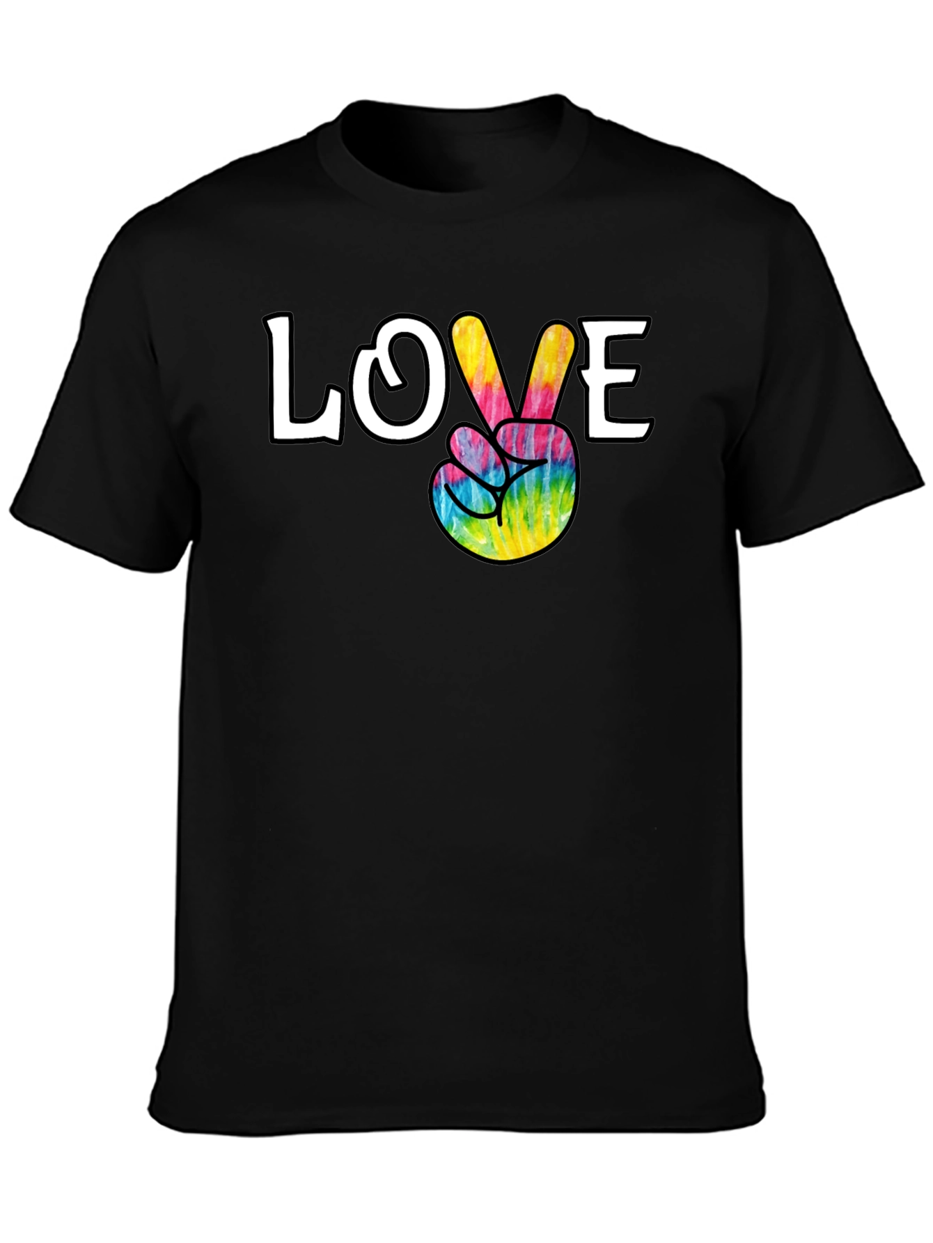 Camiseta Negra Paz y Amor Hippie