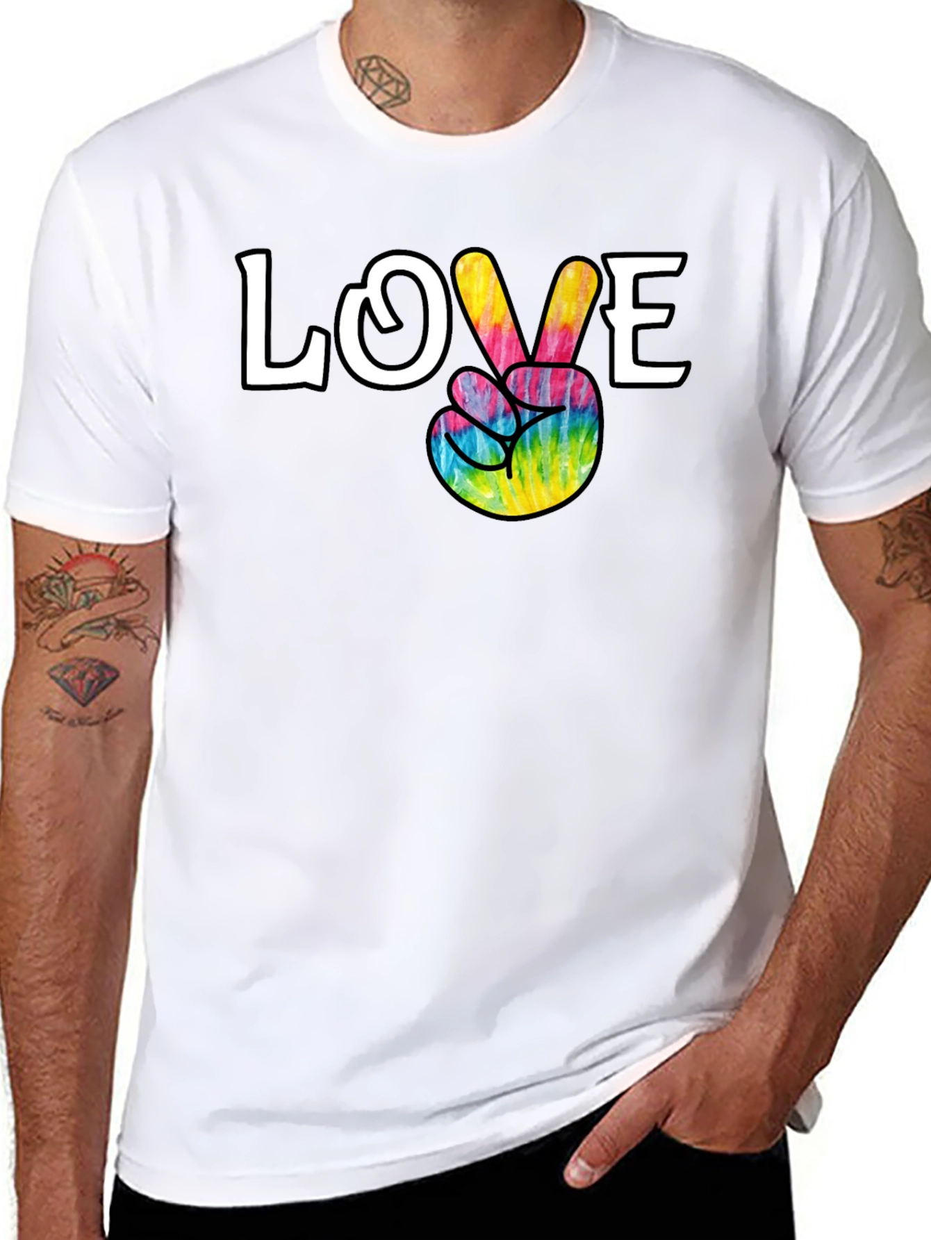 Camiseta Negra Paz y Amor Hippie