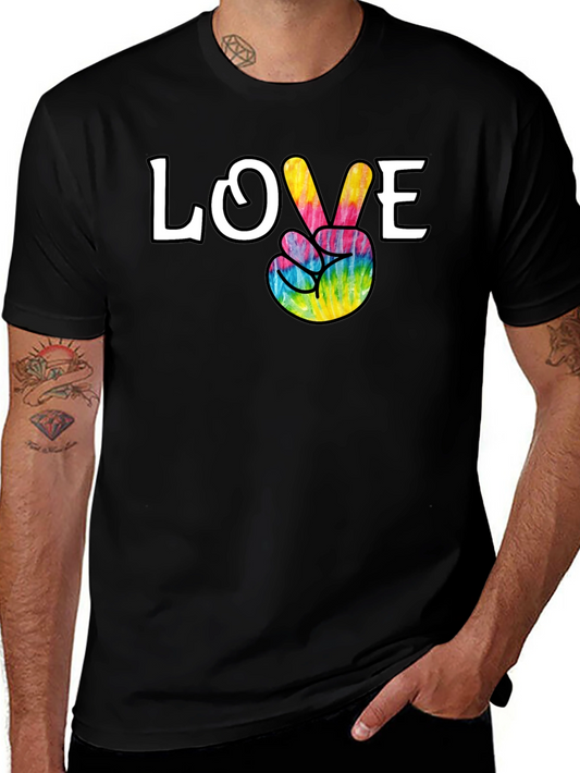 Camiseta Negra Paz y Amor Hippie