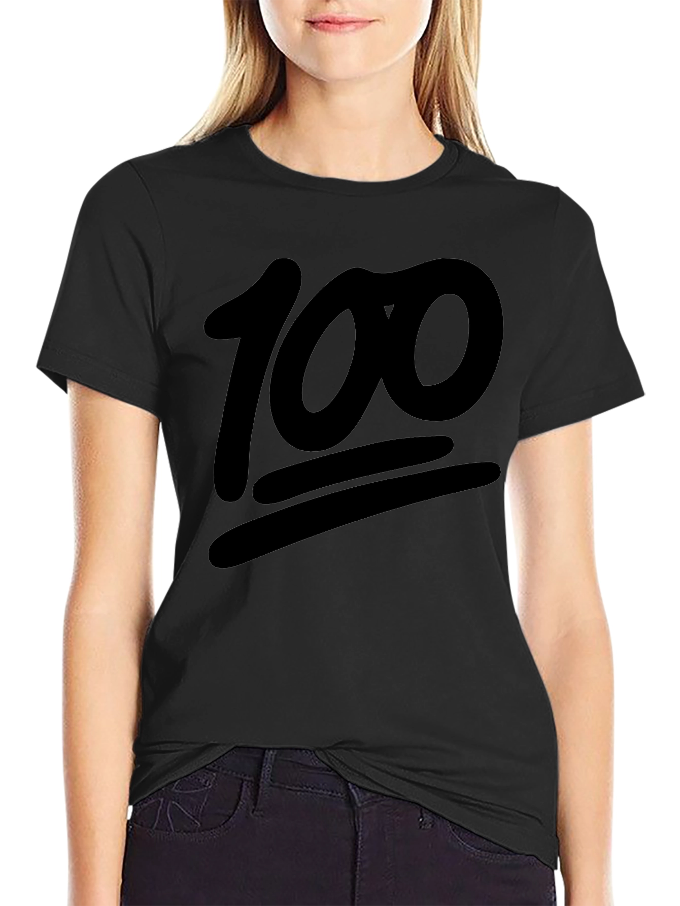 Camiseta Negra Emoji 100% Algodón Casual