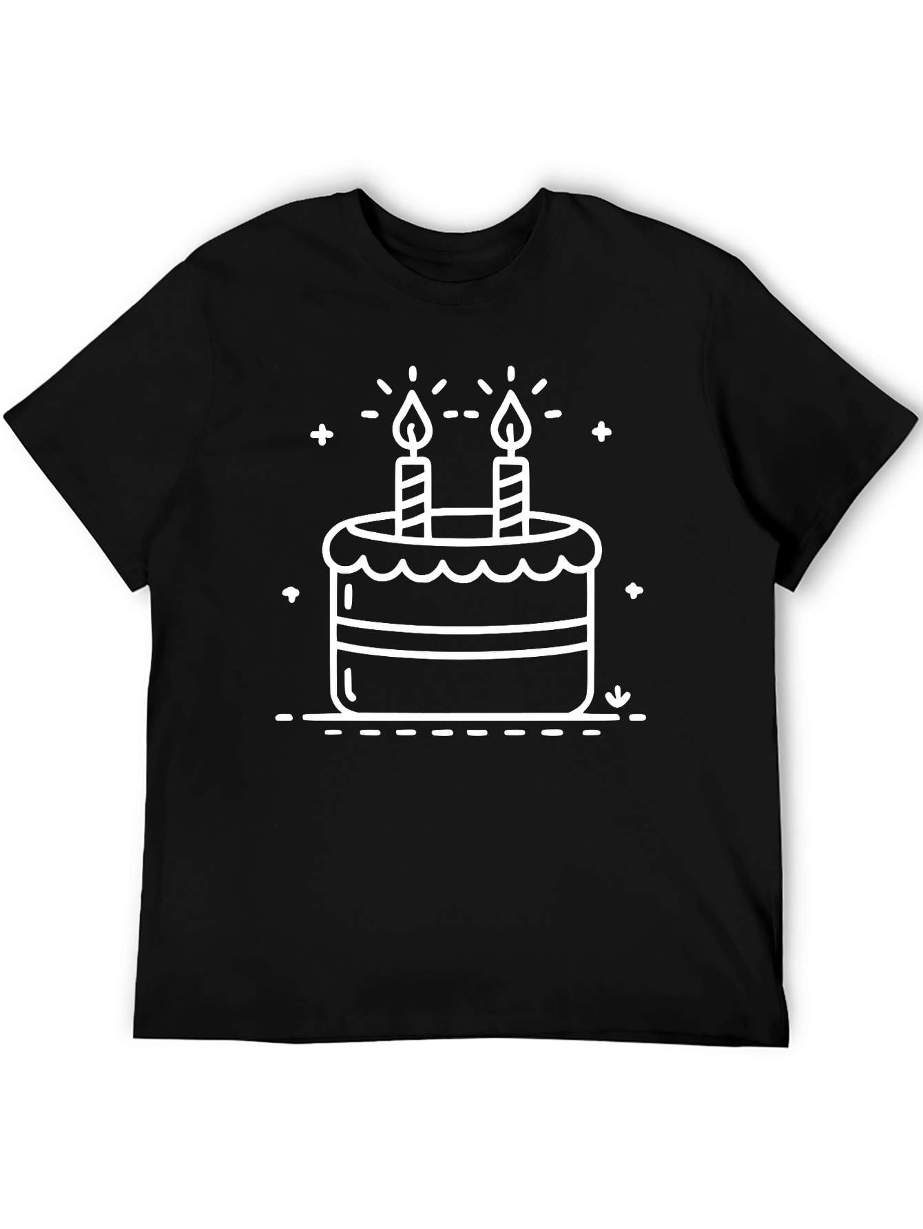 Camiseta Negra con Diseño de Pastel de Cumpleaños