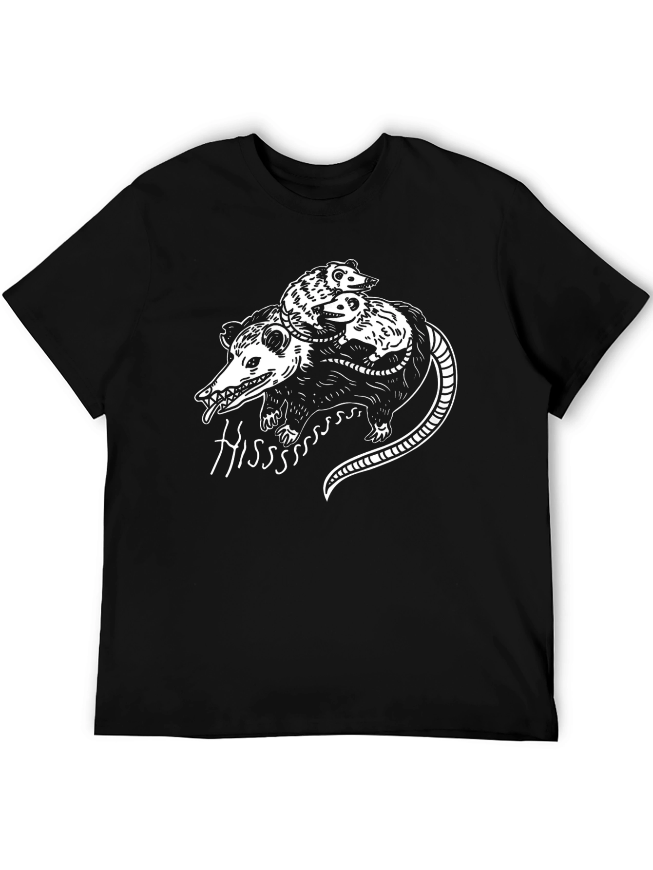 Camiseta Negra con Diseño de Zarigüeya Hiss