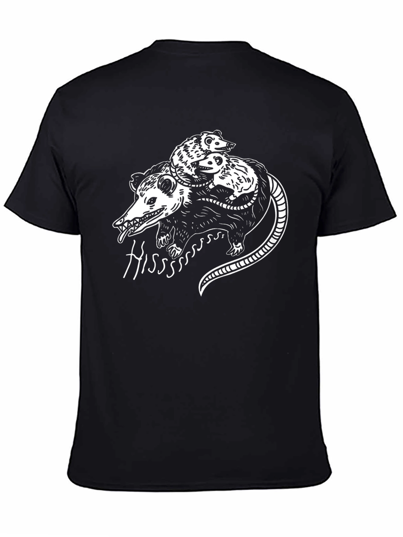 Camiseta Negra con Diseño de Zarigüeya Hiss