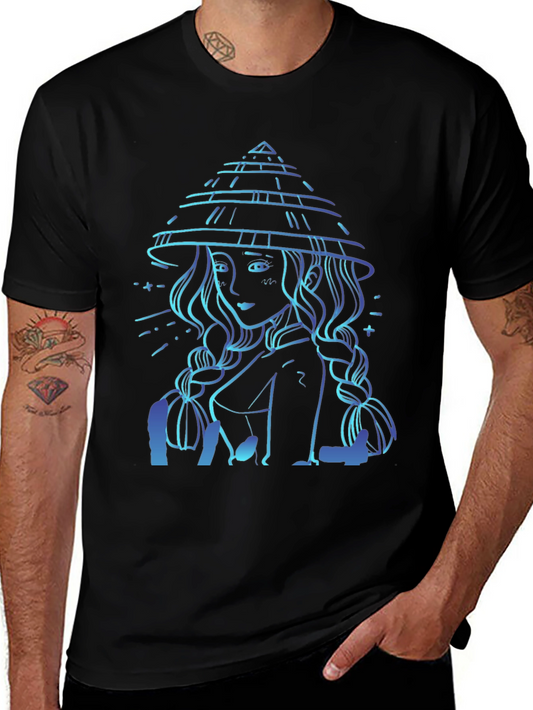 Camiseta Negra con Diseño de Chica Anime