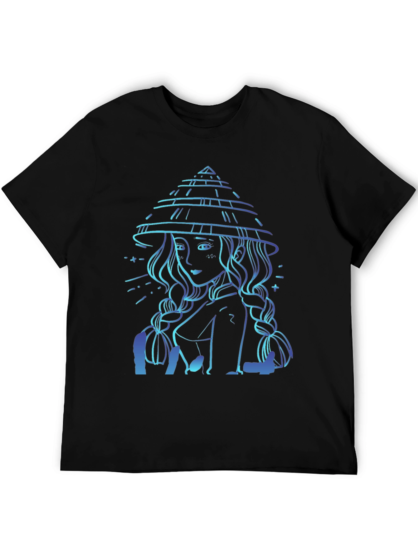 Camiseta Negra con Diseño de Chica Anime