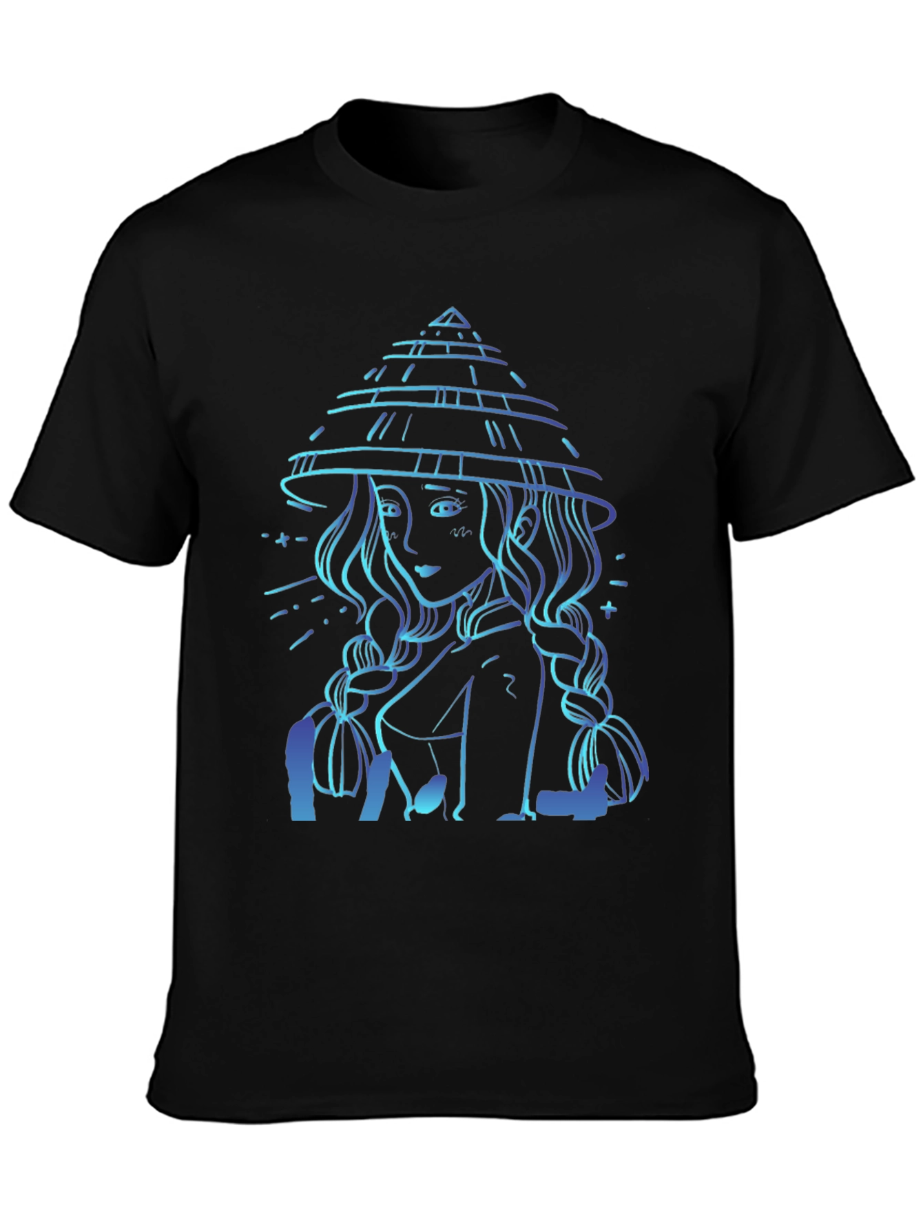 Camiseta Negra con Diseño de Chica Anime