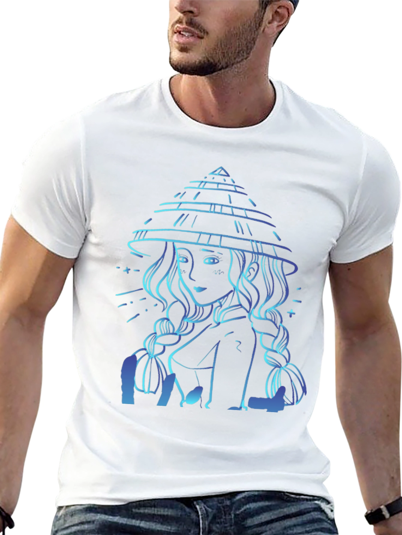 Camiseta Negra con Diseño de Chica Anime