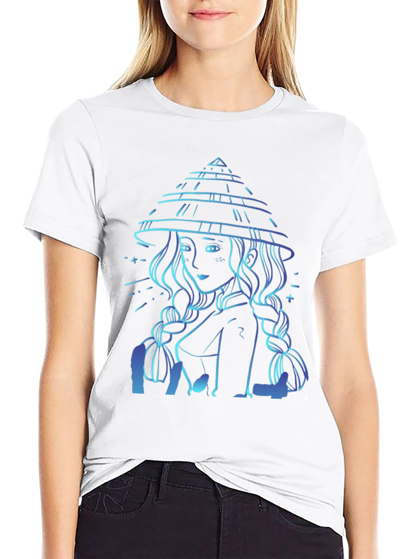 Camiseta Negra con Diseño de Chica Anime