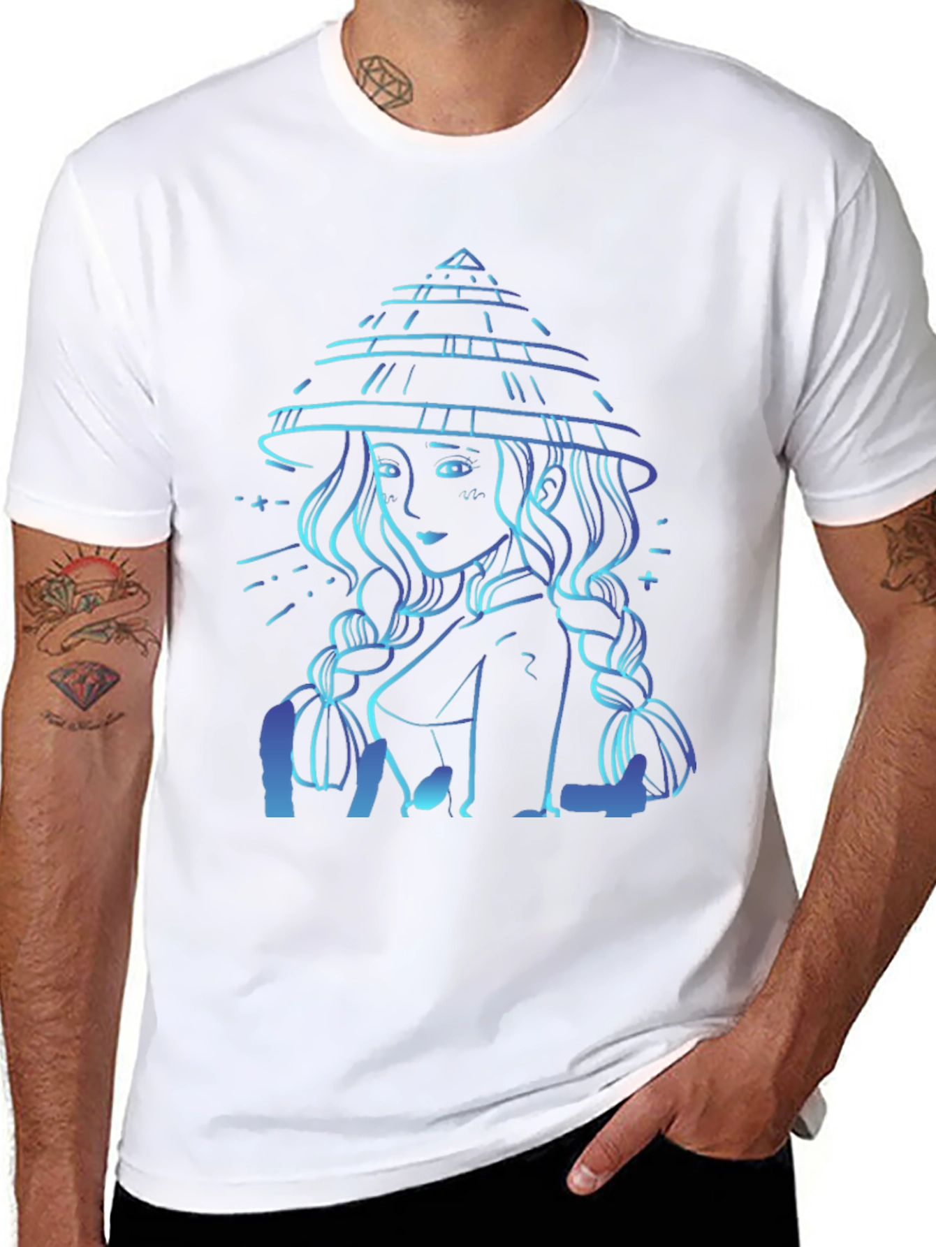 Camiseta Negra con Diseño de Chica Anime
