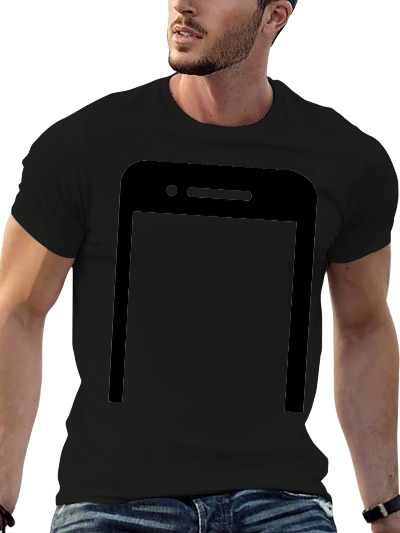 Camiseta Negra con Diseño de Smartphone