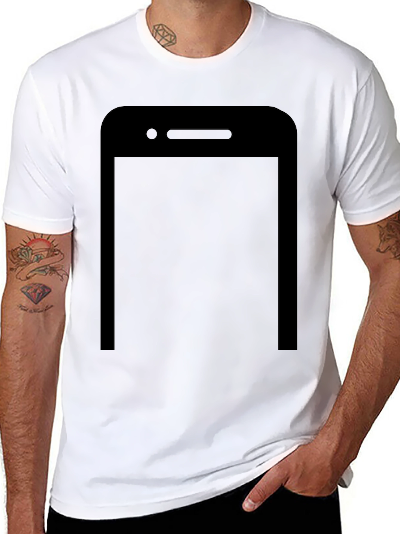 Camiseta Negra con Diseño de Smartphone