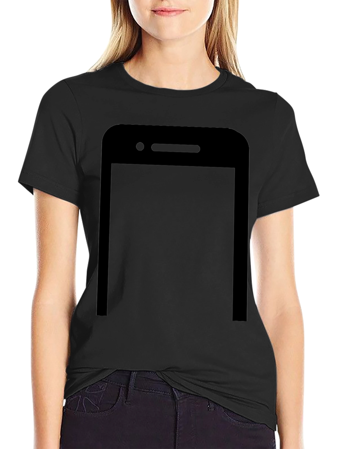 Camiseta Negra con Diseño de Smartphone