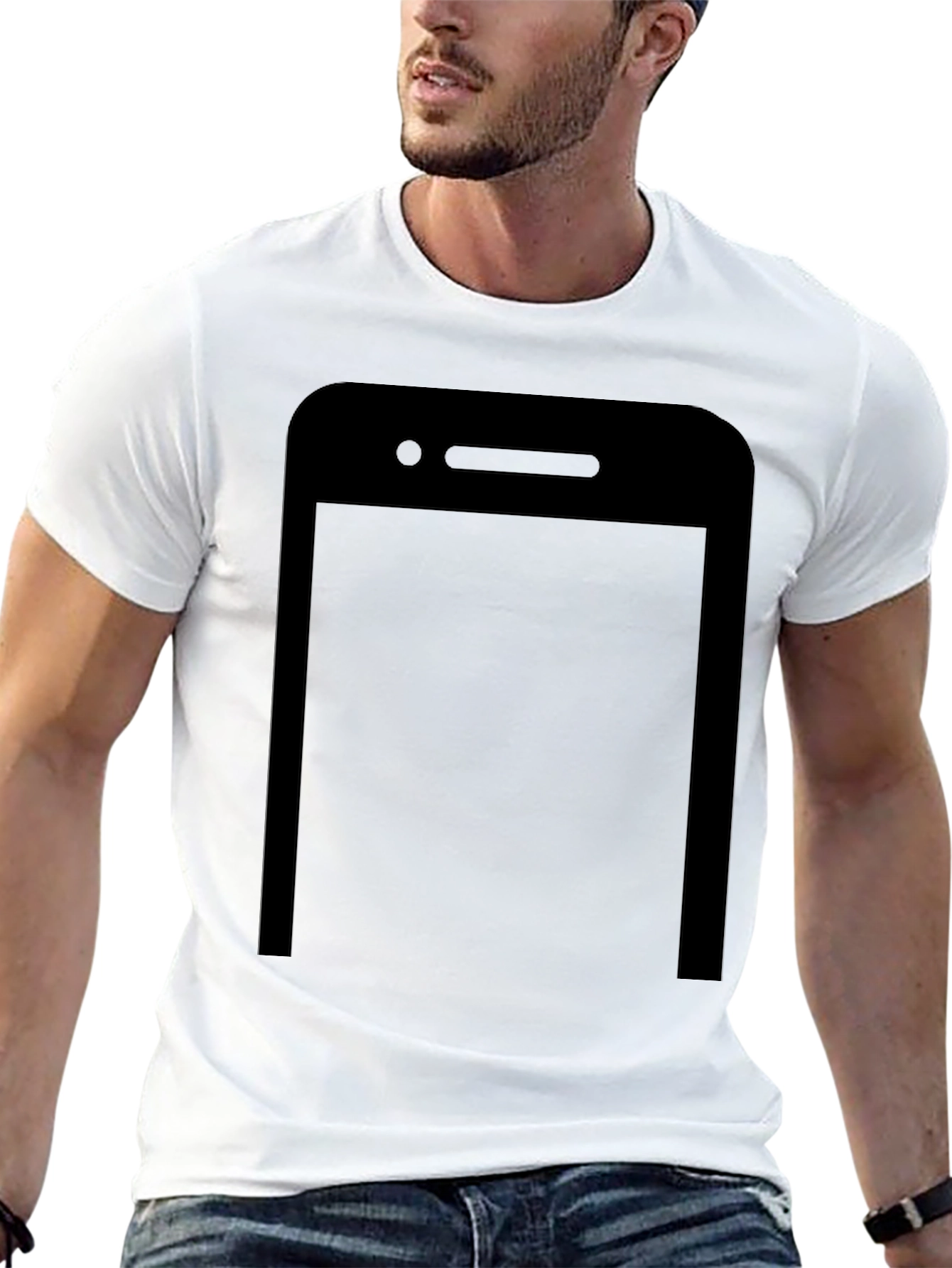 Camiseta Negra con Diseño de Smartphone