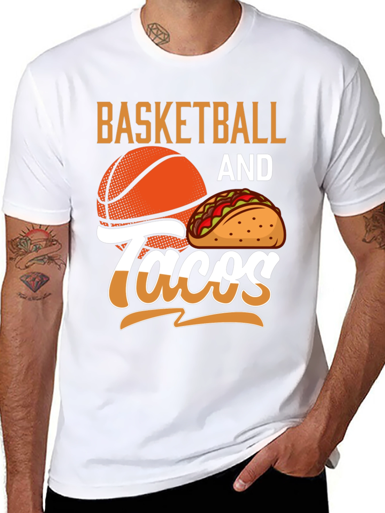 Camiseta Negra Basketball and Tacos para Hombre