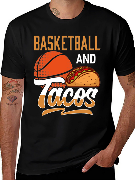 Camiseta Negra Basketball and Tacos para Hombre