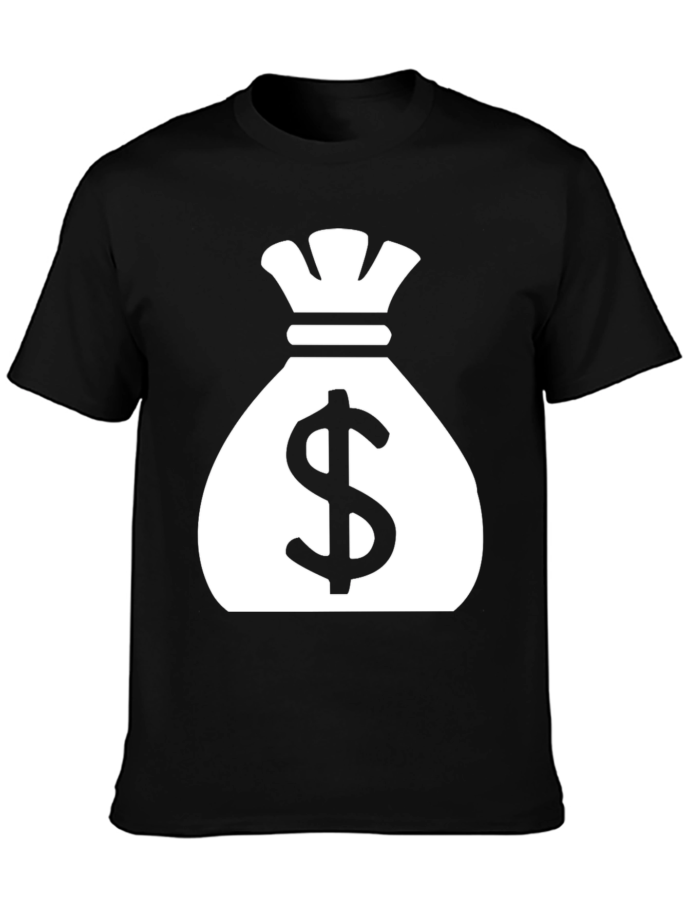 Camiseta Negra con Diseño de Saco de Dinero