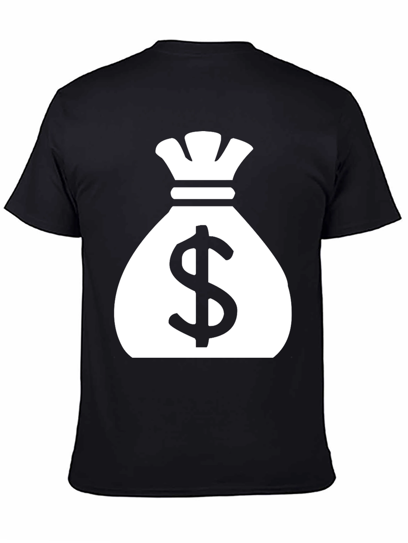 Camiseta Negra con Diseño de Saco de Dinero