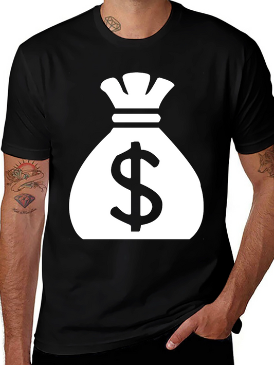 Camiseta Negra con Diseño de Saco de Dinero
