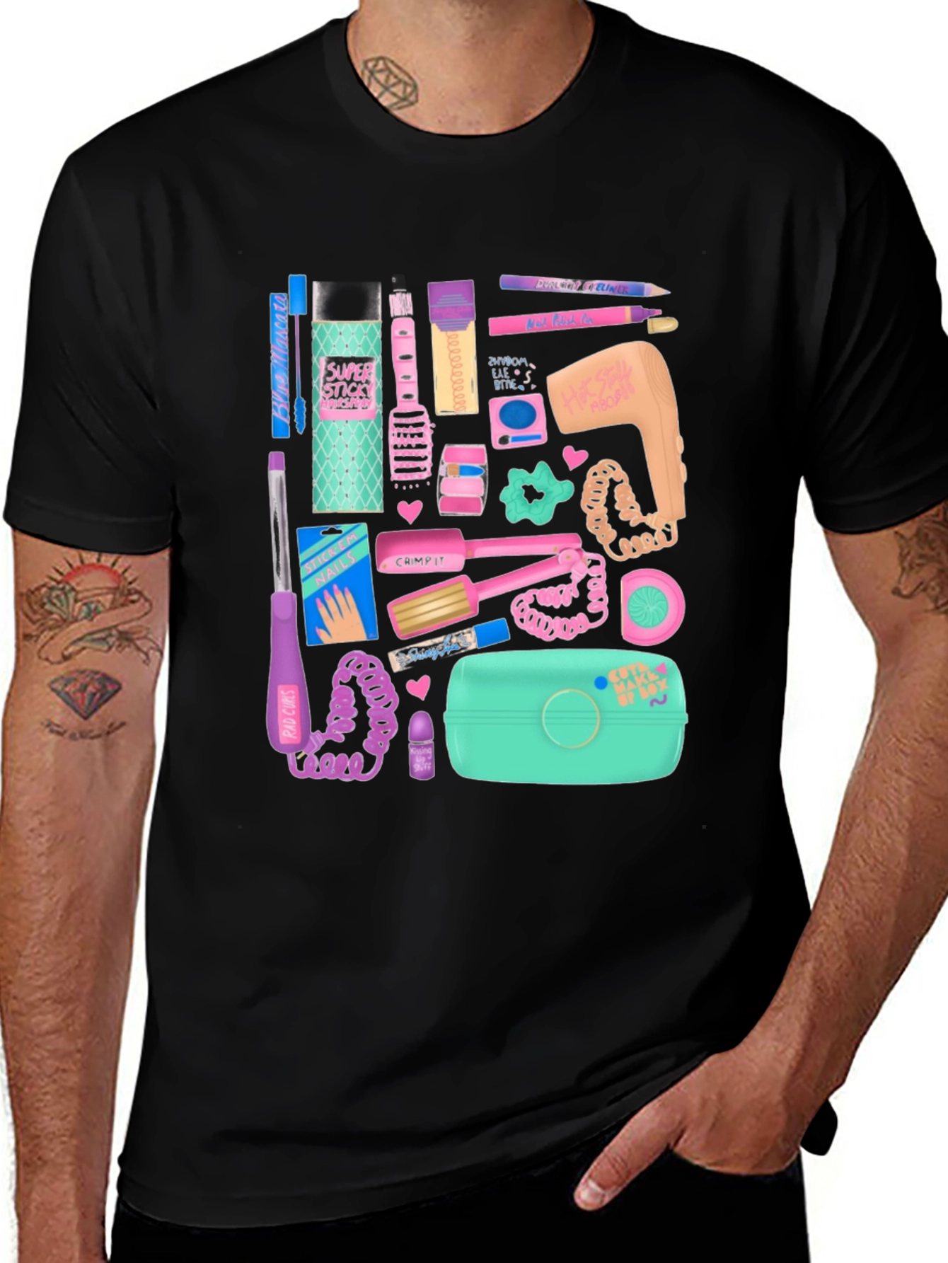 Camiseta Negra Estampado Nostalgia Años 90